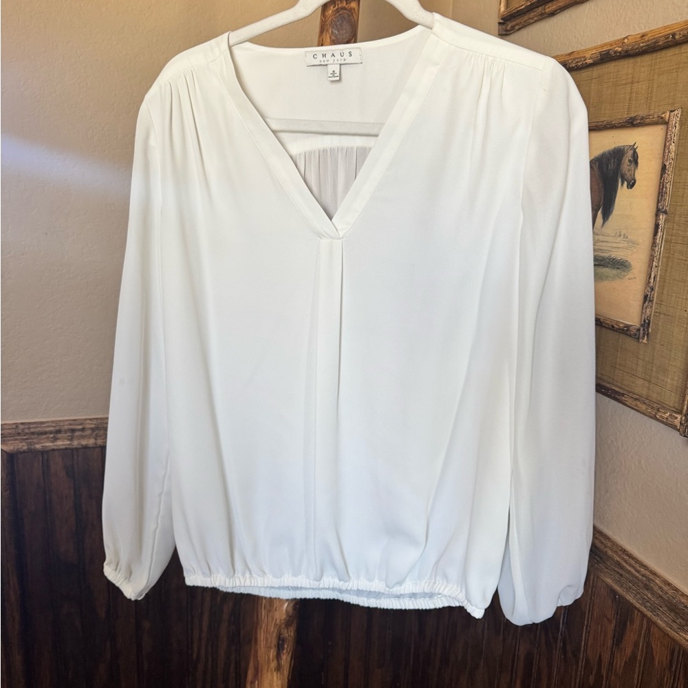 Chaus Ivory V-Neck Blouse